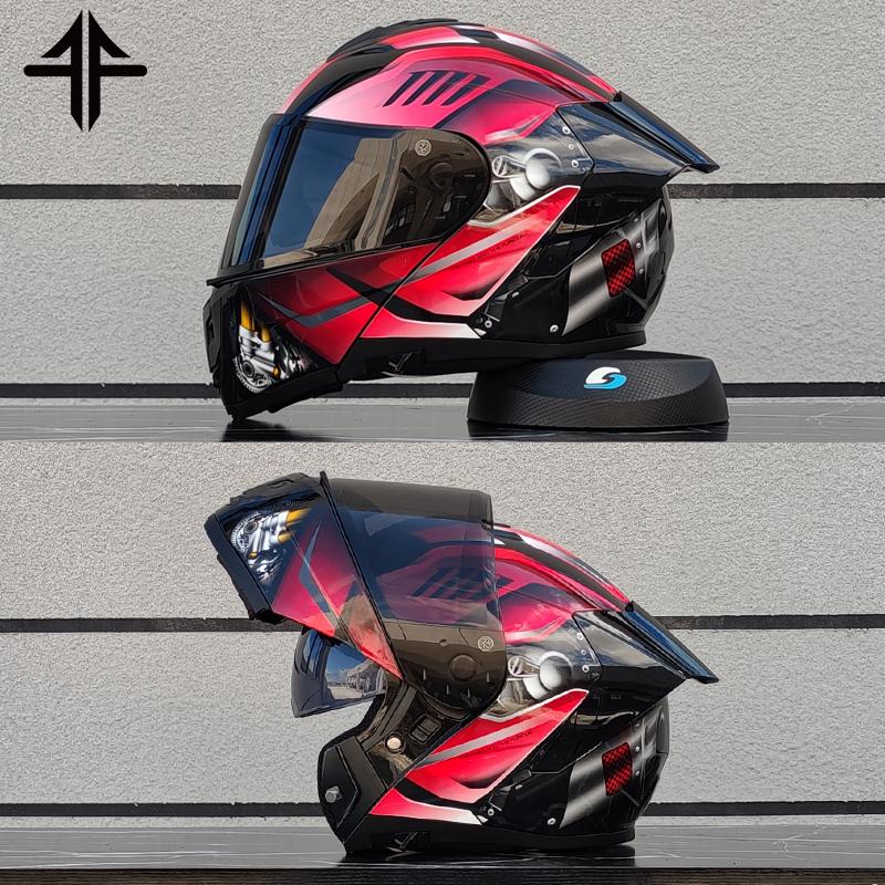 2025 Personalised Motorcycle Full Face Helmet Men Women Fashion Dual Lens Helmets Motocross Racing Modular Flip Up Casco Moto