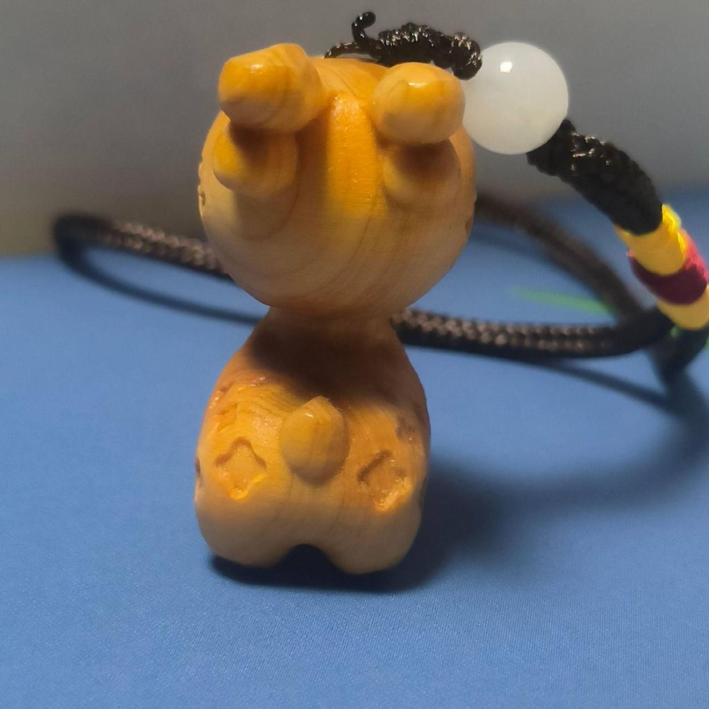 Cliff Cypress Wood Carving Deer Keychain Pendant