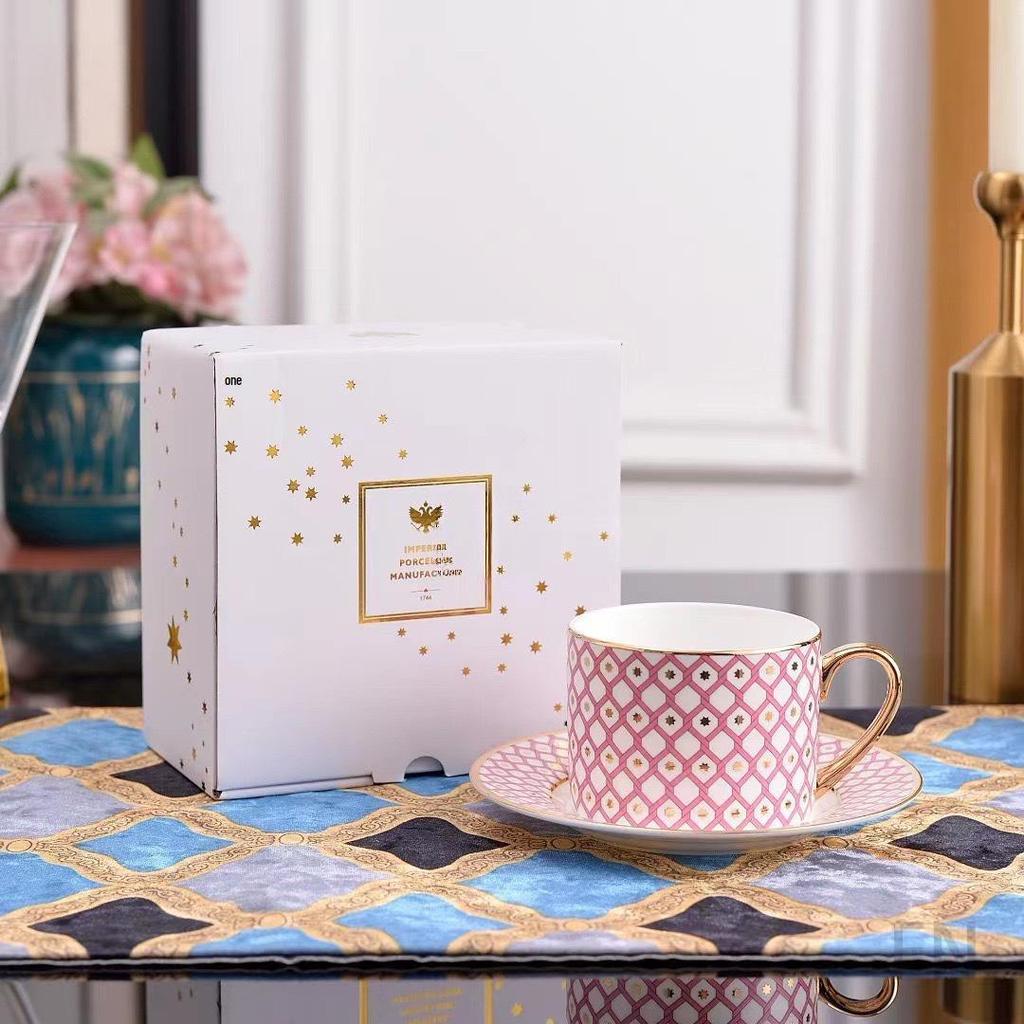 Ruský královský kostní porcelánový set šálku a podšálku na kávu - Keramika v evropském stylu pro odpolední čaj