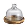 Elegant Wooden Cake Stand with Glass Top Multi Functional Serving Plate for Snacks Dessert Presentation Tray