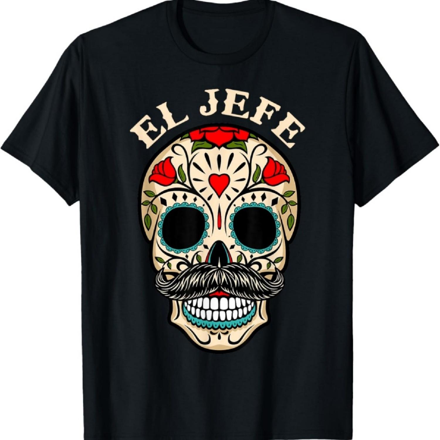 День Мёртвых Мексика Эль Хефе Босс Сахарный Череп Хэллоуин Футболка XXXXXL чёрный