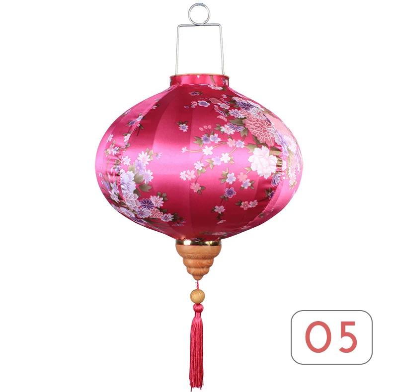 Chinese Style 12/14Inch Retro Floral Printed Silk Lantern Japan Vietnam Traditional Lantern for New Year Wedding Festival Decor