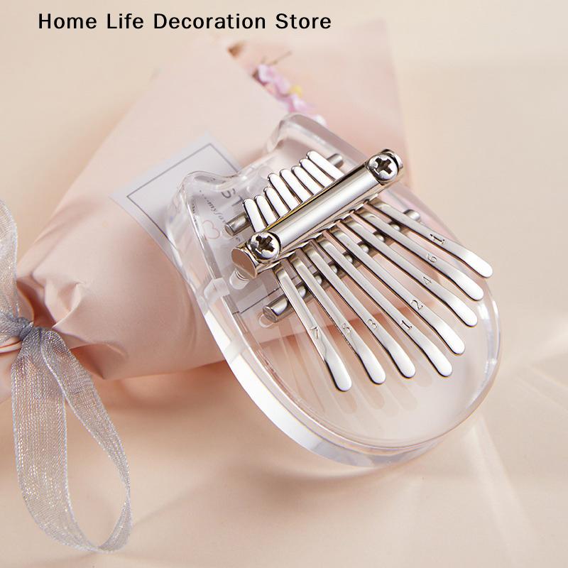 8 Keys Mini Kalimba Wooden Thumb Piano with Lanyard Finger Piano Musical Instrument Portable Exquisite Gift Set for Kids Adults