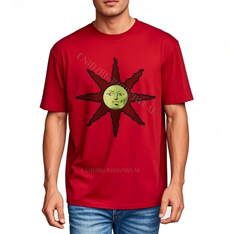 Tshirts For Unisex Fashion Classic Tshirt Red Sun With Face Design Workout Vintage Tshirt Cool Cheap Tshirt Casual