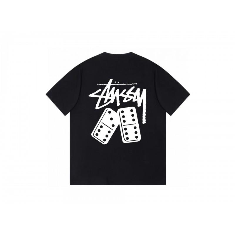 Stussy Short Sleeve T-Shirt Teens Loose Fit 270g Cotton Round Neck Casual Wear