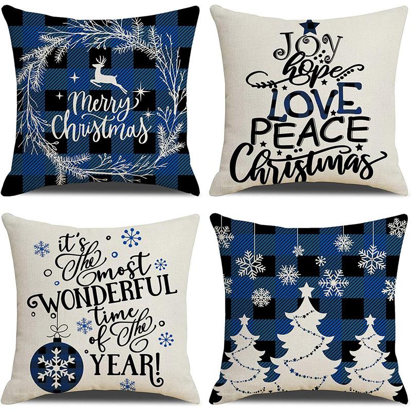 Living Room Christmas Decoration Pillowcase Nordic Style Christmas Tree Printed Cushion Festive Atmosphere Household Supplies