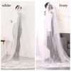 New White/Ivory One-tier Bridal Wedding Veil with Comb Edge Applique Tulle Lace