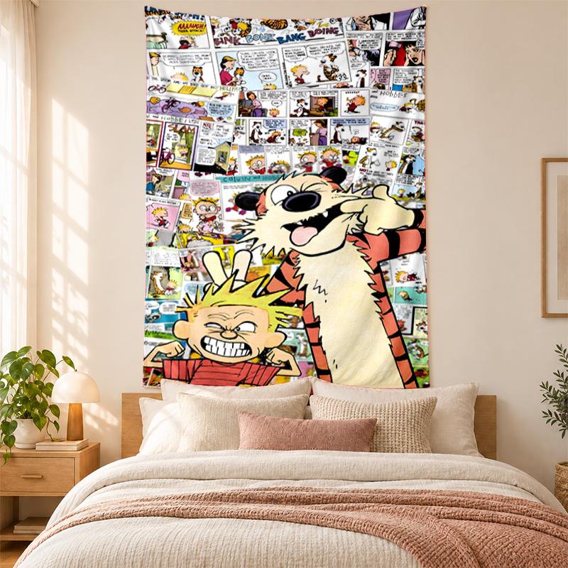 Arazzo Calvin e Hobbes alta qualità per decorare pareti di soggiorno camera da letto dormitorio ideale come arte da parete per camera da letto o regalo di festa