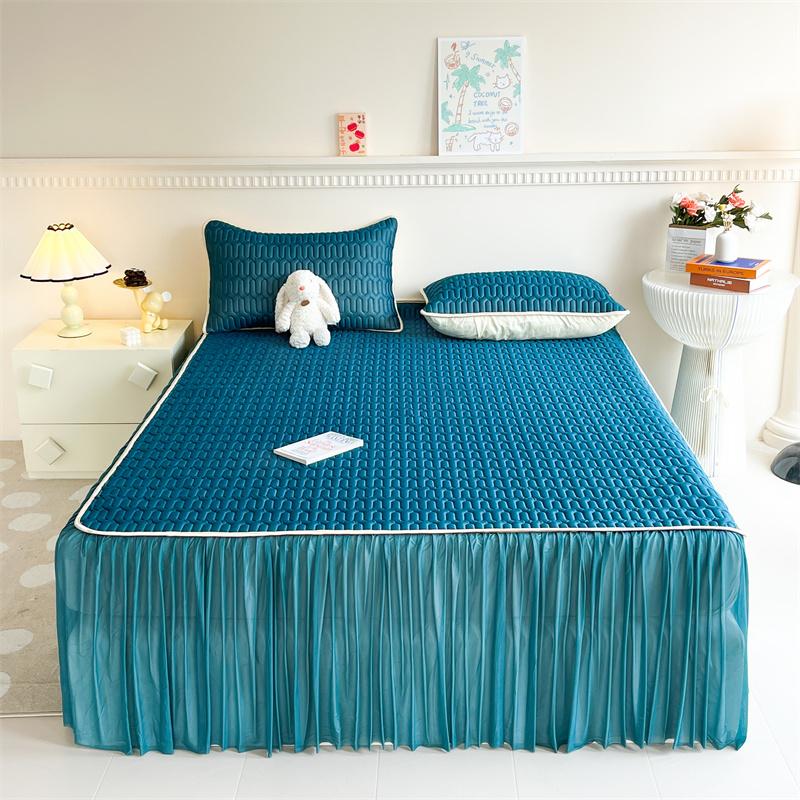 Bonenjoy Cooling Bed Skirt Summer Bed Cover Skin-friendly Bedspread Queen Size Mattress Protector Falda De Cama (No Pillowcase)