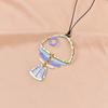 Exquisite Cute Gradient Blue Hollowed-out Fishbone Pendant Black Leather Rope Necklace for Women Creative Fashion Jewelry Gifts