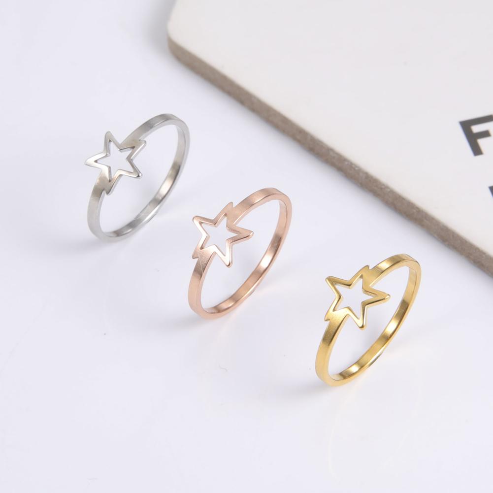 Stainless Steel Star Rings for Women Aesthetic Party Jewelry Gift for Friend