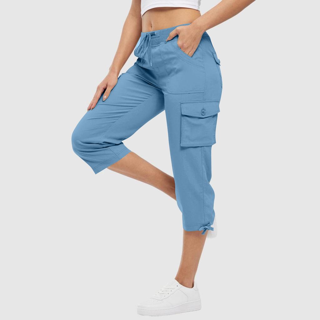 Womens Capris With Pockets Loose Fit Casual  Pants Dressy Lightweight Ladies Baggy Cargo Pants For Hiking