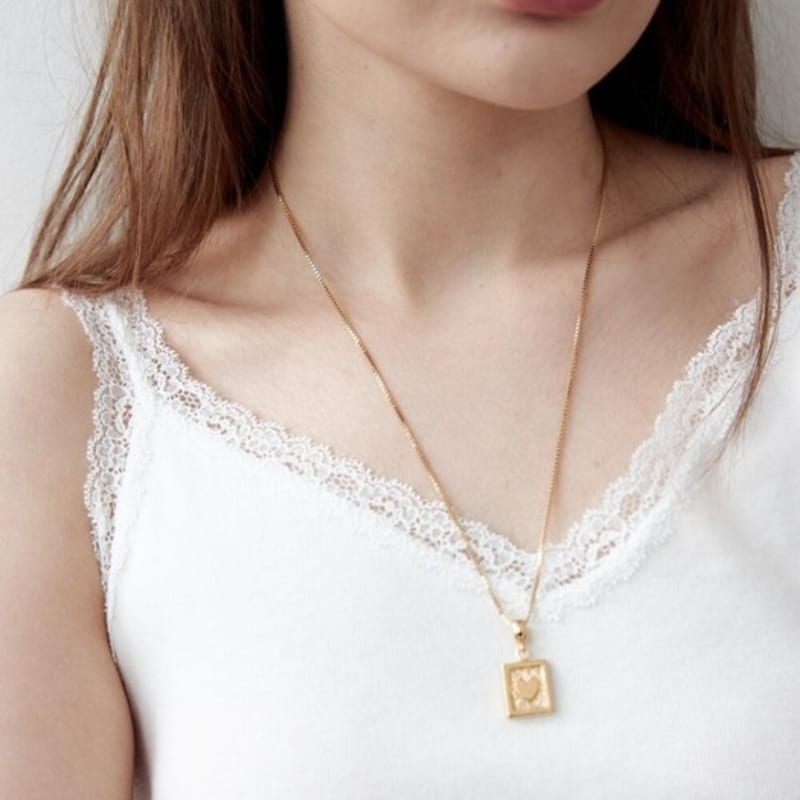 

salted Love frame necklace square Silver