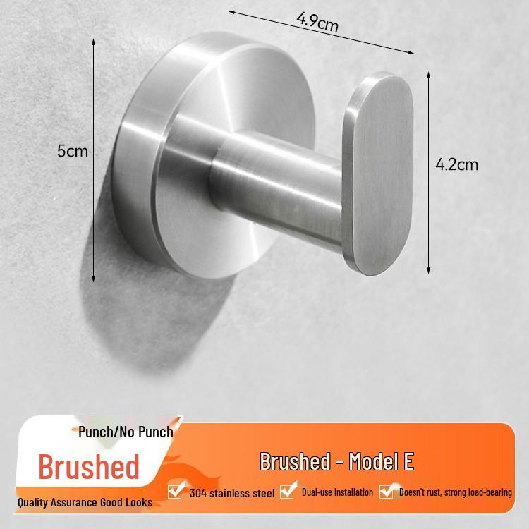 Gunmetal Grey Punch-Free 304 Stainless Steel Wall-Mounted Coat and Hat Hook