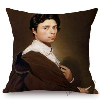 Neoclassical World Famous Oil Painting Jean Ingres Nepoleon The Source La Grande Odalisque Sofa Pillow Case Linen Cushion Cover