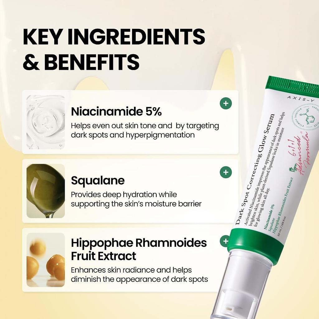 AXIS-Y Dark Spot Correcting Glow Serum 50ml 1.69 Fl.oz Niacinamide Brightening Facial Serum