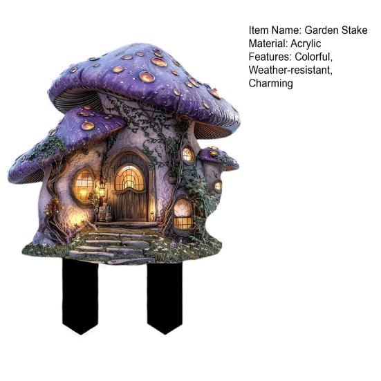 Mushroom House Garden Stake Weatherproof Fade-Resistant Pathway Marker Stake Lawn
