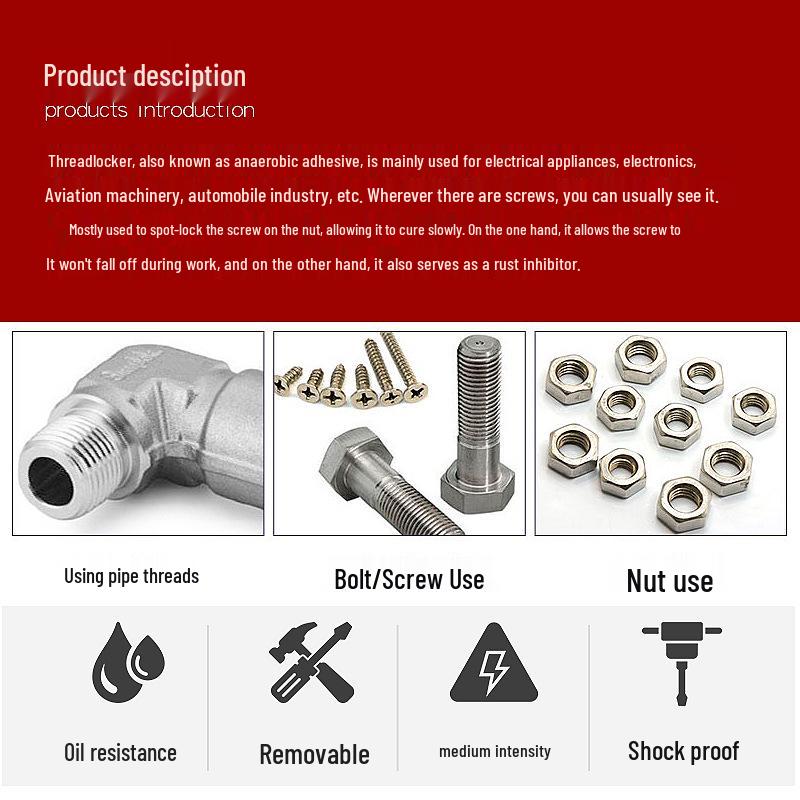 Anaerobic Threadlocker Sealant Glue: Anti-Loosening Screw Fastener