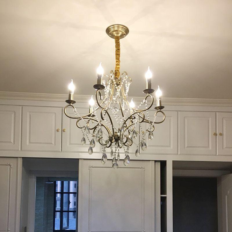 Obývací pokoj, ložnice, lustr do kreativní jídelny Crystal Retro Gold, moderní a minimalistické světlo