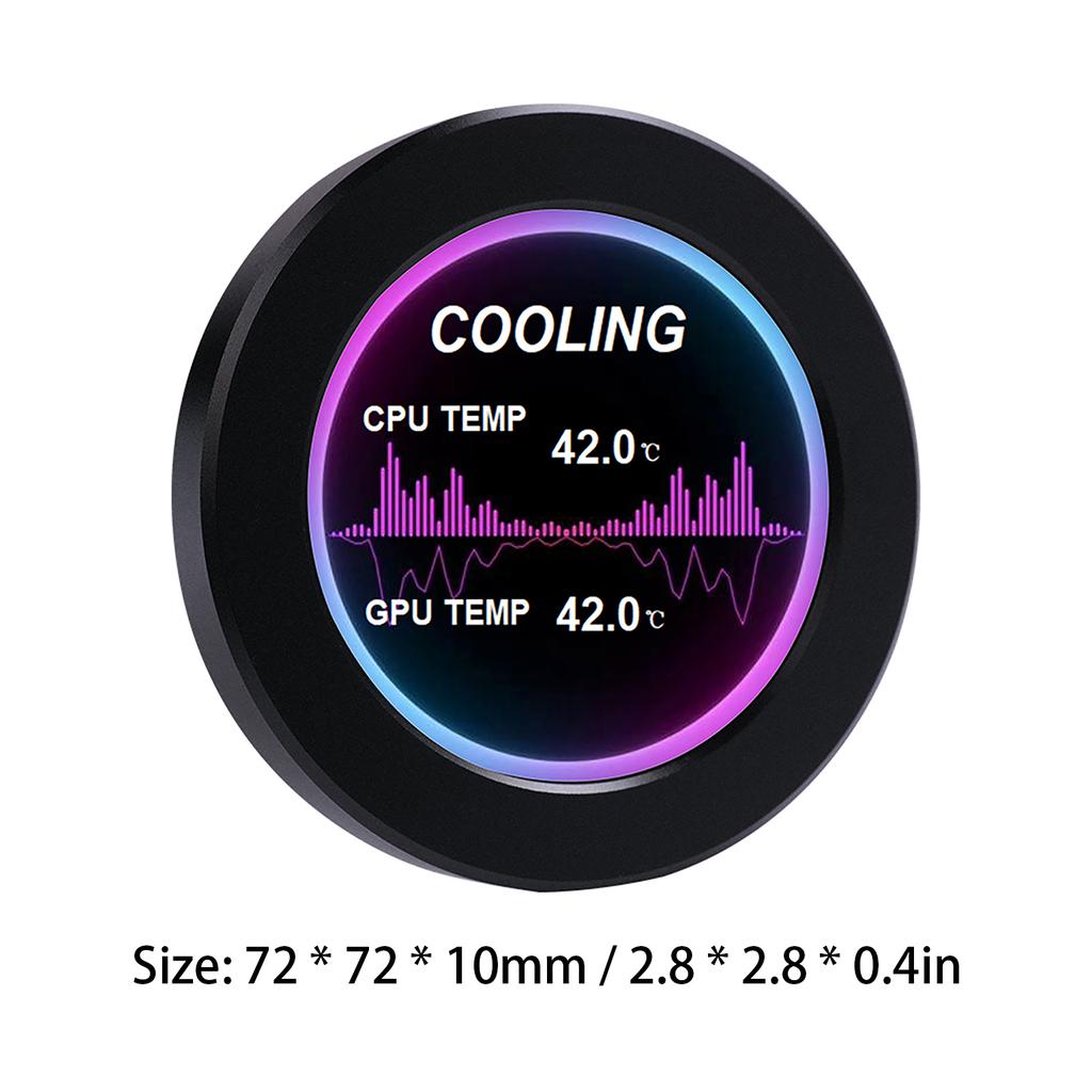 Portable 2.1in IPS Water-Cooled Secondary Screen Comapct Round LCD Display Computers Host CPU GPU Te