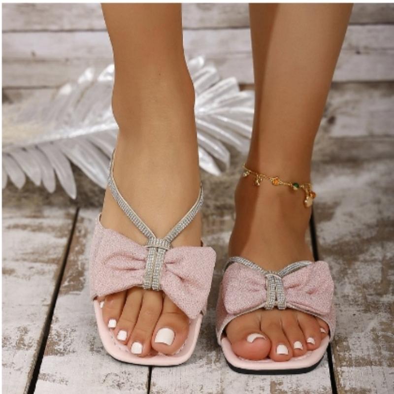 

Fashion Ladies Shoes 2025 Fashion Modren Samdals Women Peep Toe Women s Slippers Summer Butterfly-knot Slippers Women Flat Slippers 35 розовый