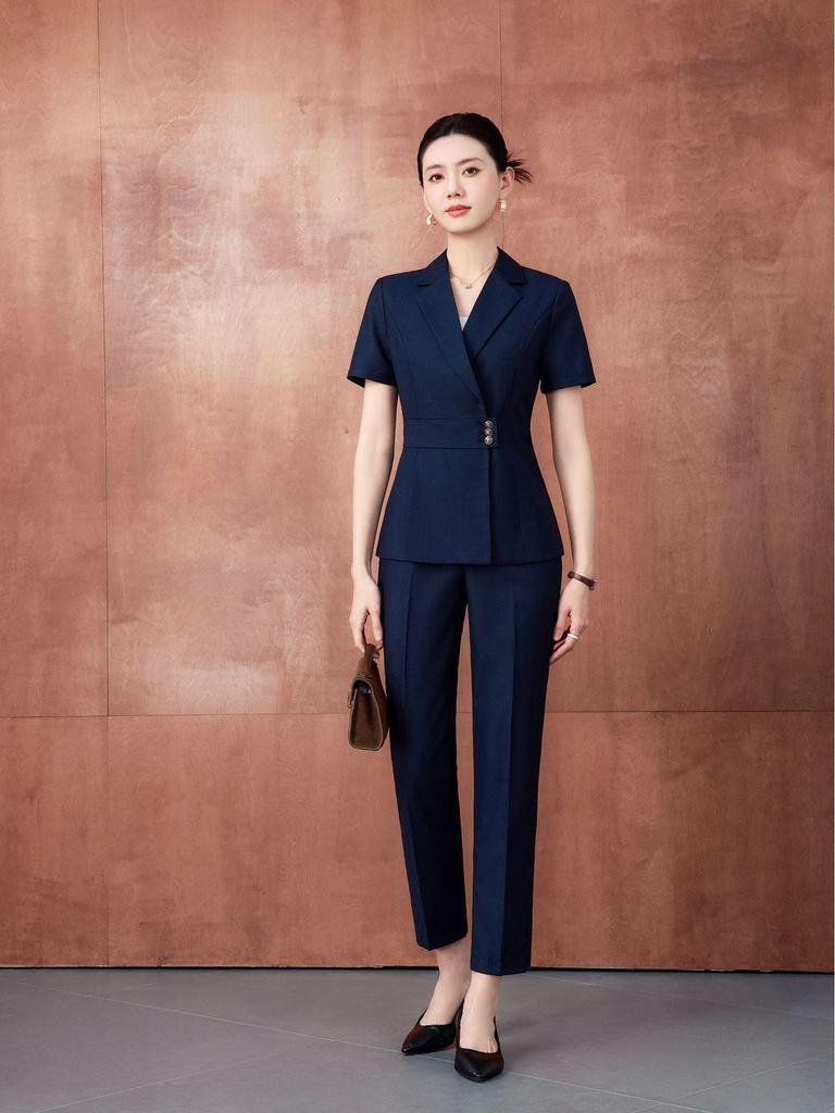 Women's Summer Short-Sleeved Professional Suit - High-End Formal Wear for Interviews and Commute