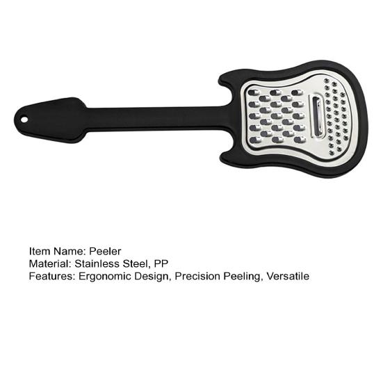Vegetable Peeler Guitar-Shaped Peeler Stainless Steel Melon Planer with Ergonomic Handle Multi-Purpose Kitchen Peeling Tool for Fruits Veggies Cheese