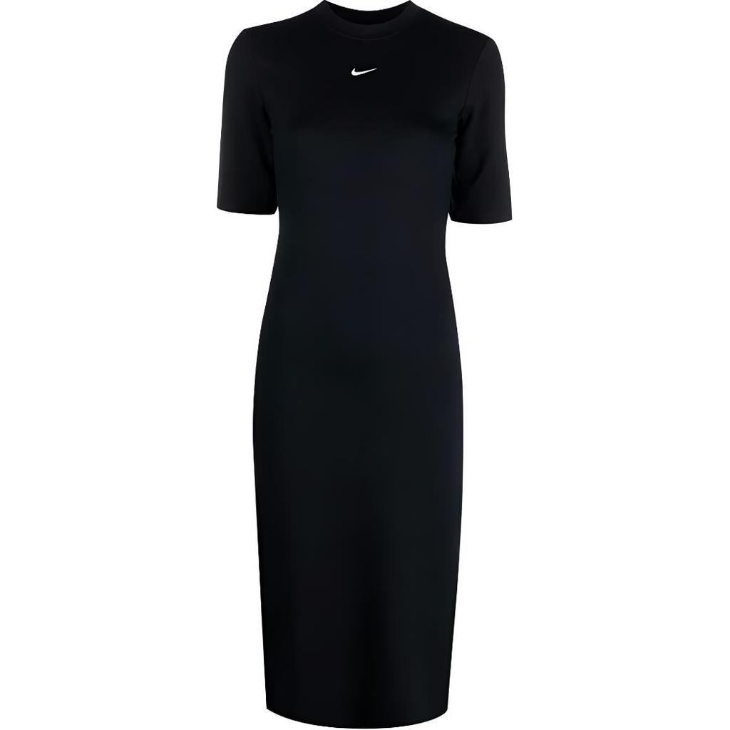 Nike Solid Color Logo Pullover Short Sleeve Dress Women Dresses Black DV7878-010