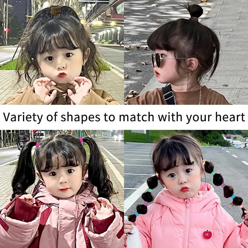 100 Pcs/Bag Girls Lovely Candy Cartoon Colors Solid Elastic Hair Bands Children Cute Srunchies Rubber Bands Kid Hair Accessories