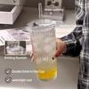 Large-capacity Lidded Ice Crystal Straw Cup, High-value Appearance Coffee Ice Americano Latte Glass Cup, Office Water Cup