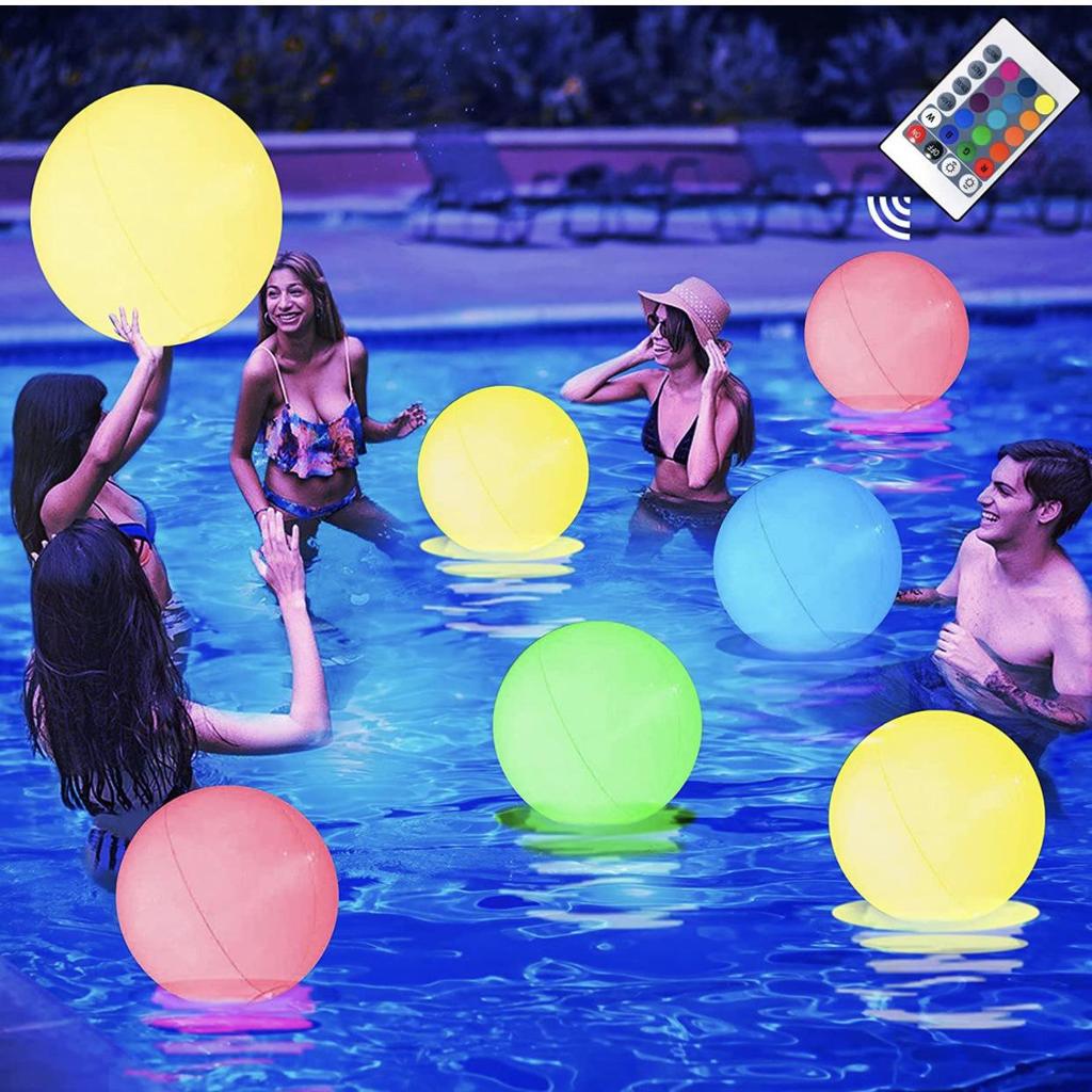 Remote-Controlled 16-Color LED Inflatable 40cm Luminous Beach Ball