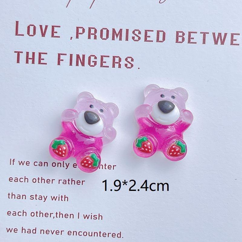 Cute Strawberry Bear Resin Accessories Cream Jelly Diy Phone Case Water Bottle Charm Car Sticker