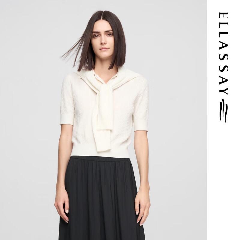 ELLASSAY 2025 Summer Cotton Linen Blend Polo Knit Shirt M