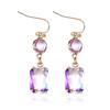 Pinkdudu Fashion 5 Color Square Glass Pendant Drop Earrings Romantic Luxury Simple Geometric Earring for Women Jewelry PD1202