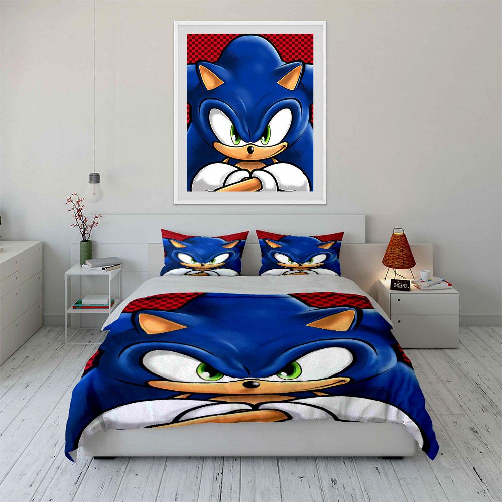 Blue hedgehog face design. Bedding sets Duvet cover sets Duvet covers Pillowcases(1 * Duvet Cover 2 * Pillowcases without duvet insert)