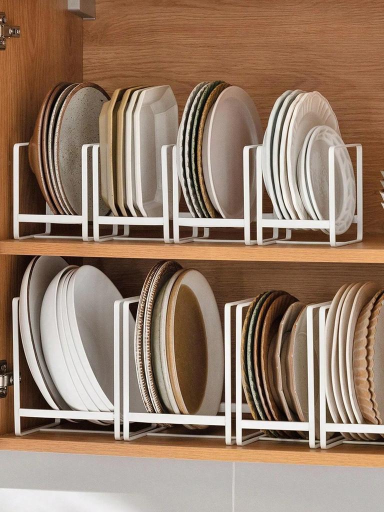 1/2pcs Iron Dish Storage Holder, Minimalist Black Dish Rack For Kitchen, Dish Stand Holder, Multifunctional Kitchen Storage Shelf For Dish, Pan, Bowls