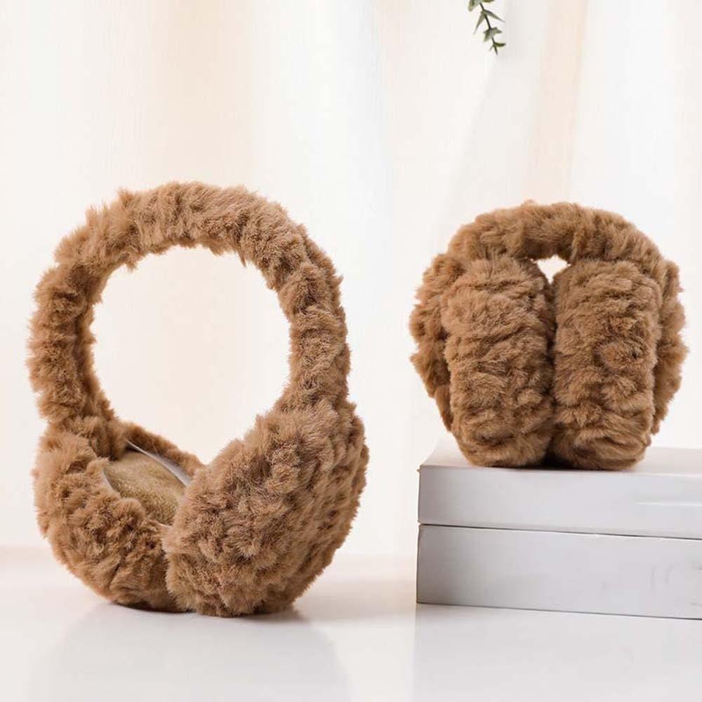Plush Foldable Ear Cover Soft Winter Thicken Earflap Trendy Solid Color Earmuffs Outdoor