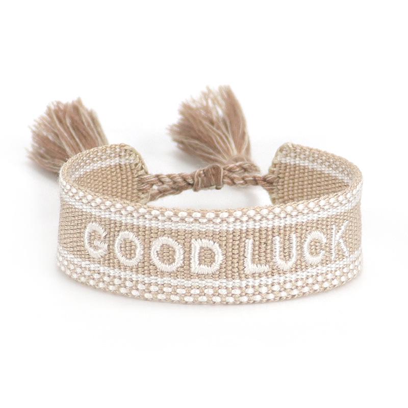 Handmade European Style Embroidered Love Bracelet with Tassels for Girls