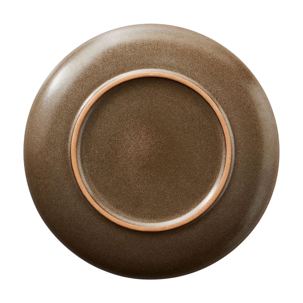 2 Pack Stoneware Salad Plates Round Reactive Glaze Semi Matte Finish Dishwasher Microwave Safe Earthy Brown Durable Dining