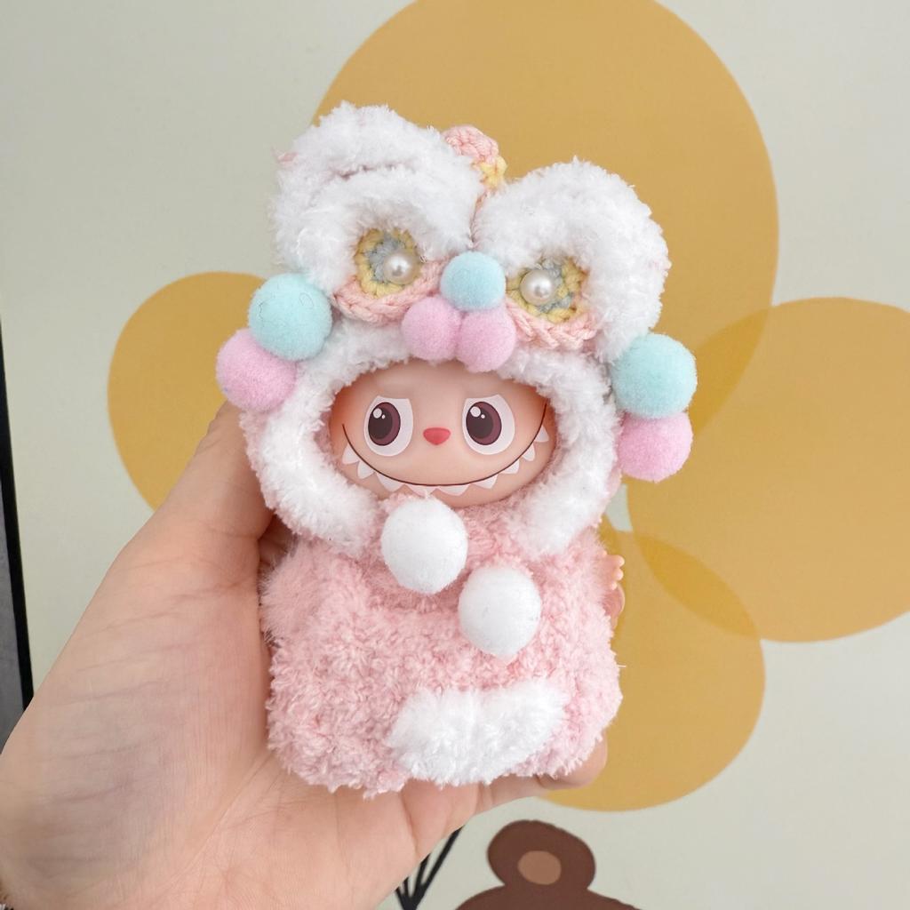 10.5cm Labubu 4.0 Red Lion Dance Jumpsuit Doll Clothes For Love Series Pin Accessories