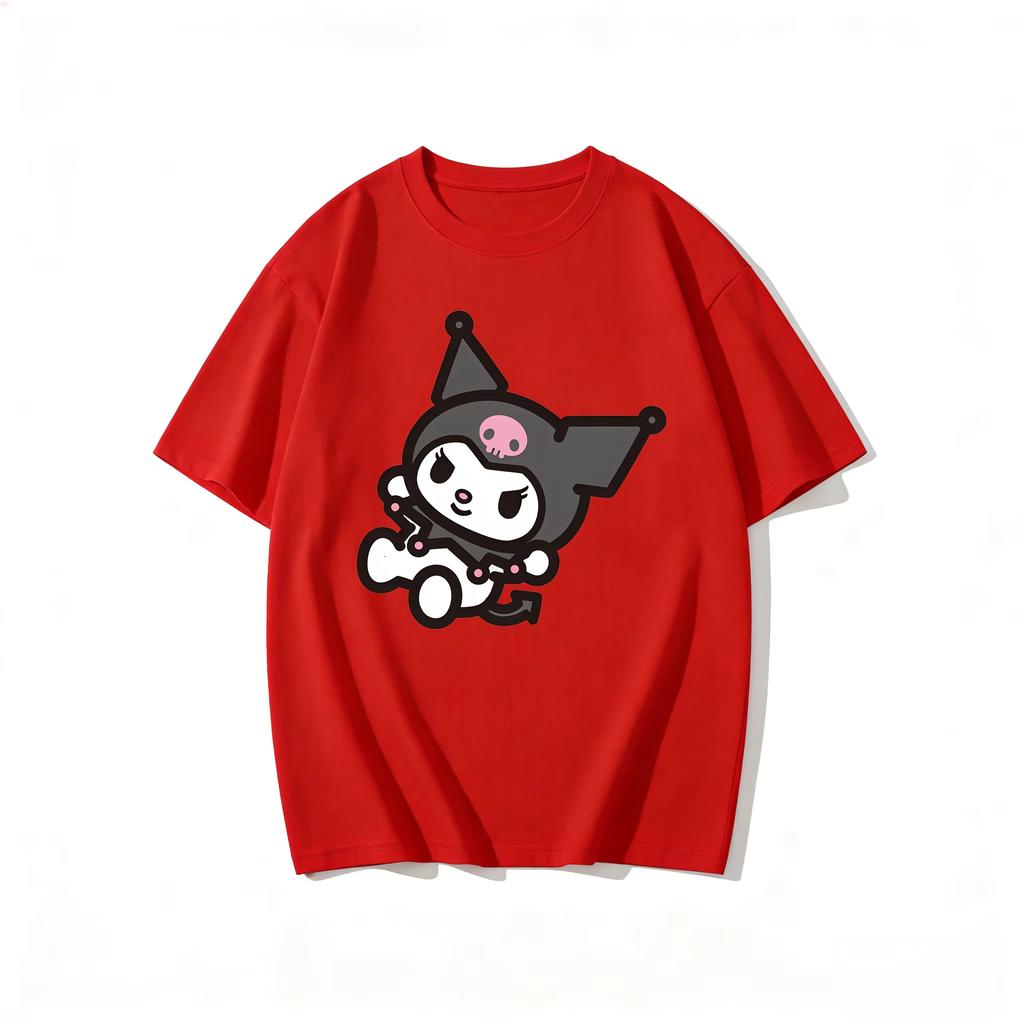 2026 new Summer Kuromi Cute Graphic Tee Casual Short Sleeve Cotton Top for Women Girls Kawaii Cartoon Print Streetwear
