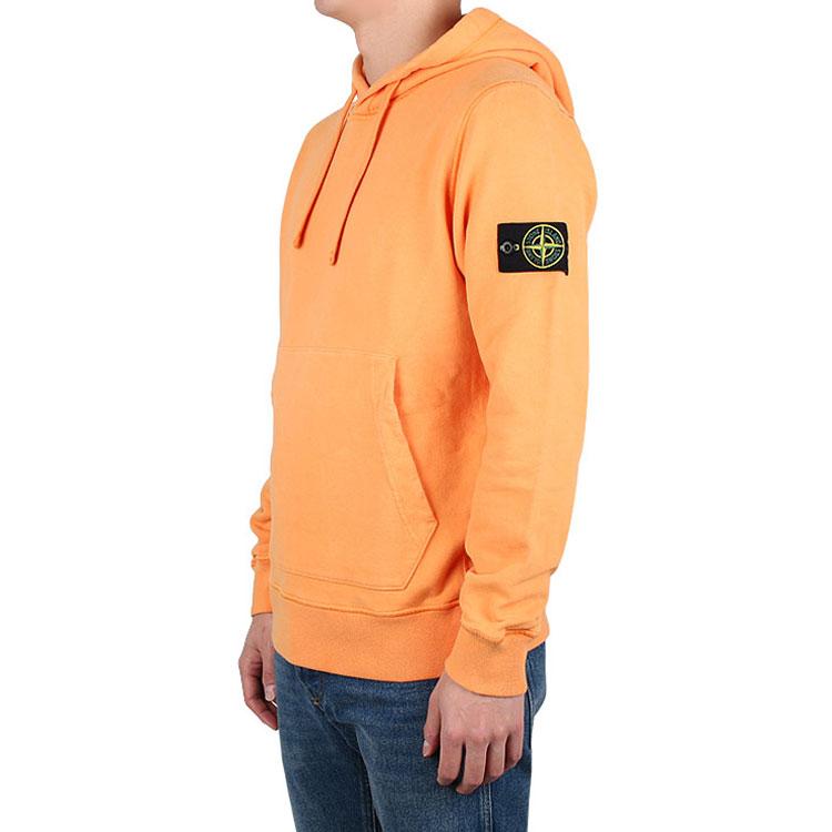 Stone Island Logo Hoodie Men Hoodies Orange 731564120-V0032