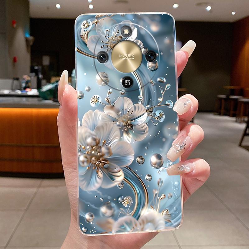 For Honor Magic 8 Lite Case Pretty Flower Butterfly Silicone Clear Back Cover Soft TPU Phone Case for Honor Magic8 Lite 5G Funda