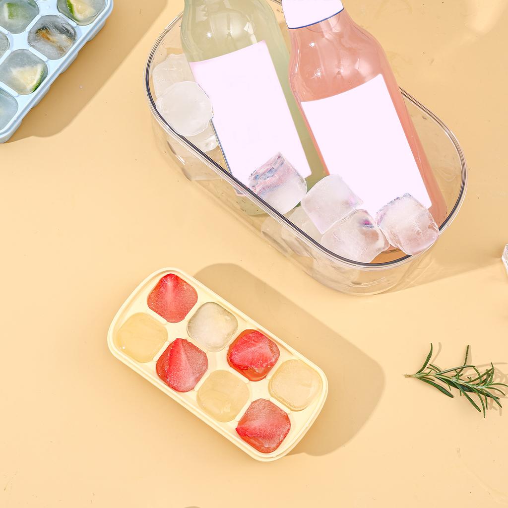 Mini Silicone Ice Cube Tray With Lid Reusable 8 Grids Ice Mold Kitchen Bar Tools Square Ice Cube Mould For Whisky Cold Drink