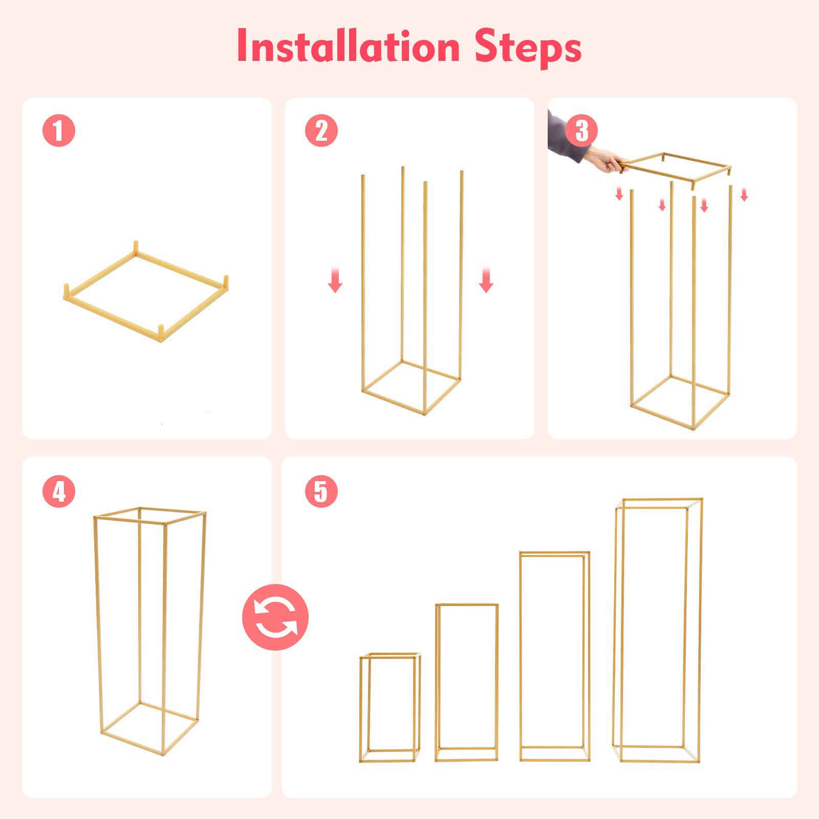 

4pcs Metal Flower Stand Geometric Flower Vase Stand 15.74inch/23.62inch/31.49inch/39.37inch for Floral Arrangement M жёлтый