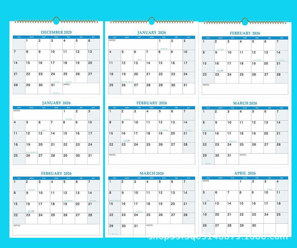 2026 BUDGETPLANNR Wall Calendar: English Office Planning