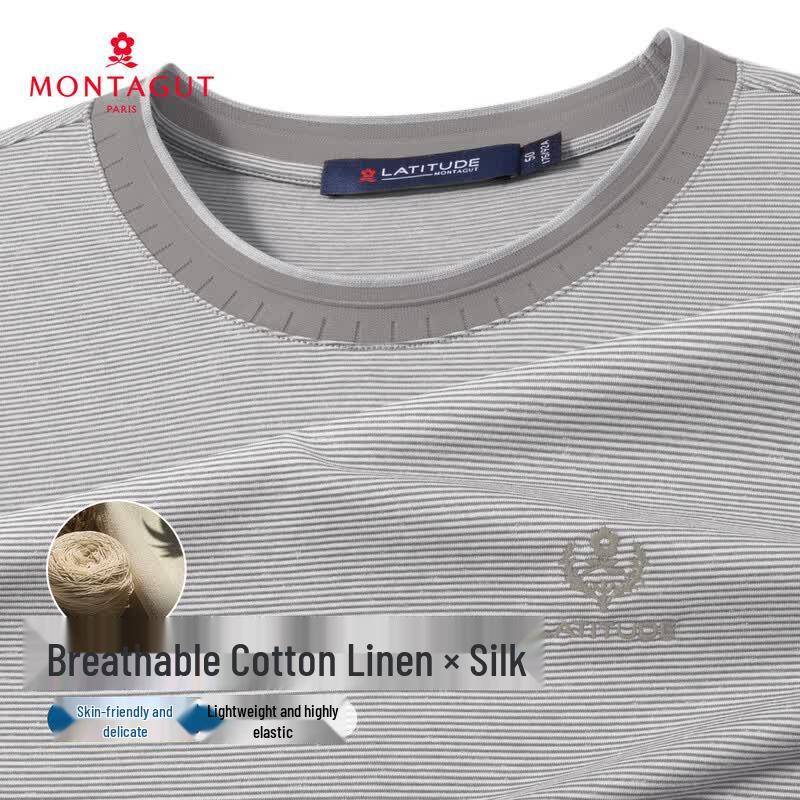 MONTAGUT Men s Silk & Linen Blend Short Sleeve T-Shirt 54
