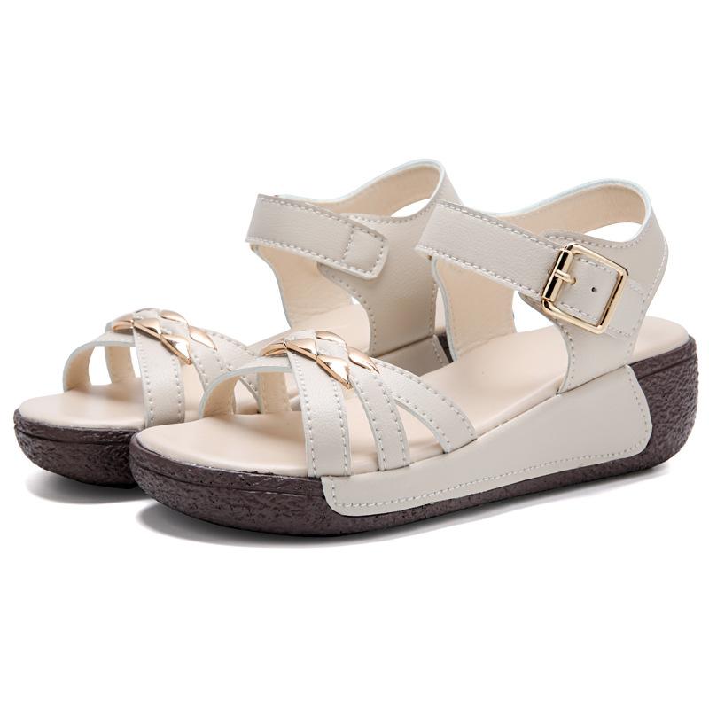 Sandals summer new flat-bottomed wedge heel non-slip mother platform sandals breathable 35