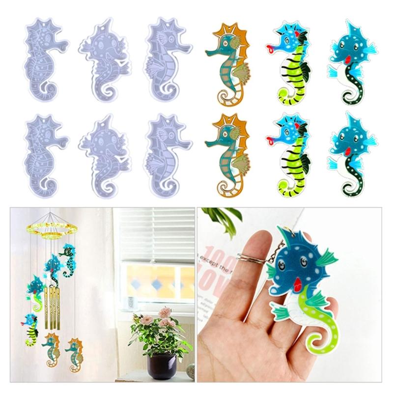 Diy Hippocampus Wind Chime Crystal Epoxy Mold Keychain Pendant Wall Hanging Curtain Wind Chime Mirror Silicone Mold