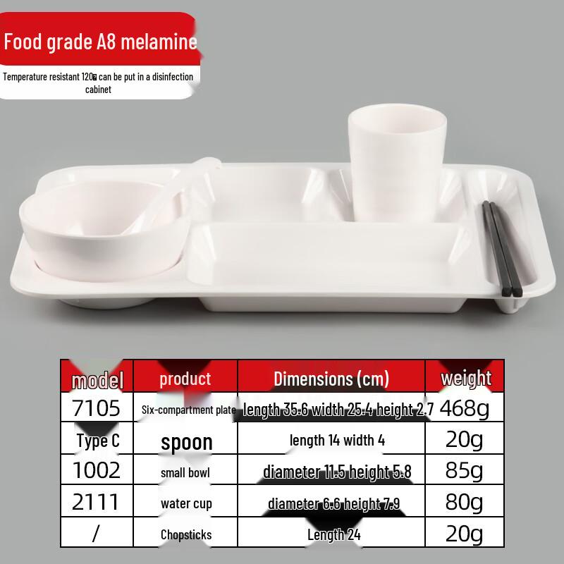 Rectangular Melamine Divided Canteen Tray